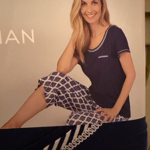 Midnight by Carole Hochman Navy and White 3-Piece Pajama Set - Picture 2 of 6
